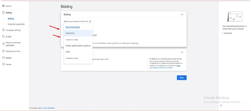 الخطوة السابعة: اختيار استراتيجية عروض الأسعار (Bidding)

